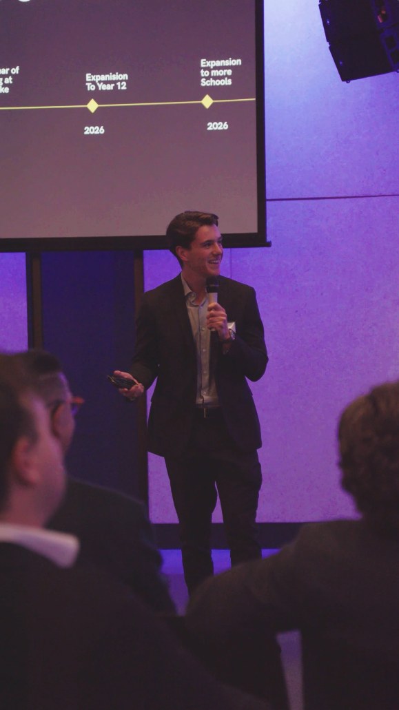 Speaking to the room at Showcase Night